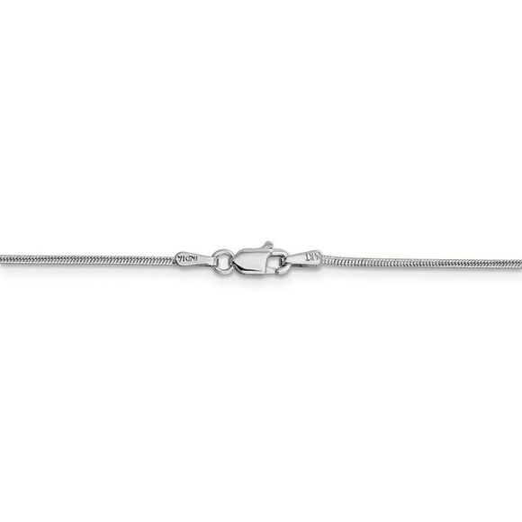 1.1mm, 14k White Gold, Round Solid Snake Chain Necklace, 18 Inch